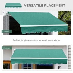 Outsunny 10' X 8' Manual Retractable Awning Sun Shade Shelter For Patio Deck Yard With UV Protection And Easy Crank Opening, Green -Outsunny v54b101831c07c86a
