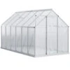 Outsunny 12' X 6' Aluminum Greenhouse, Polycarbonate Walk-in Garden Greenhouse Kit With Adjustable Roof Vent, Rain Gutter And Sliding Door For Winter, Silver