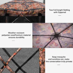 Outsunny 6-Sided Hexagon Pop Up Party Tent Gazebo With Mesh Netting Walls & Shaded Interior, 12' X 12', Flower -Outsunny vLY88c1821eaa7371