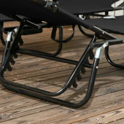 Outsunny Folding Chaise Lounge Pool Chairs, Outdoor Sun Tanning Chairs, Reclining Back, Steel Frame & Breathable Mesh For Beach, Yard, Patio, Black -Outsunny vOgd4d1888b1275d3