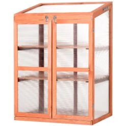 Outsunny Wooden Cold Frame Greenhouse Small Mini Planter Box, 30" L X 24" W X 44" H, Natural