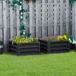Outsunny 26" X 26" X 12" Raised Galvanized Metal Garden Bed Kit Set Of 2 - Grey -Outsunny vcU6ff17fe800dace