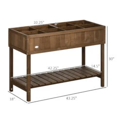 Outsunny Wooden Raised Garden Bed, Elevated Planter Box Stand With 8 Slots And Open Shelf, Dark Brown -Outsunny virc17188c795117f