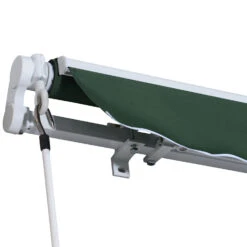 Outsunny 12' X 8' Outdoor Patio Manual Retractable Exterior Window Awning - Green -Outsunny vlVc8f17e66e2485f