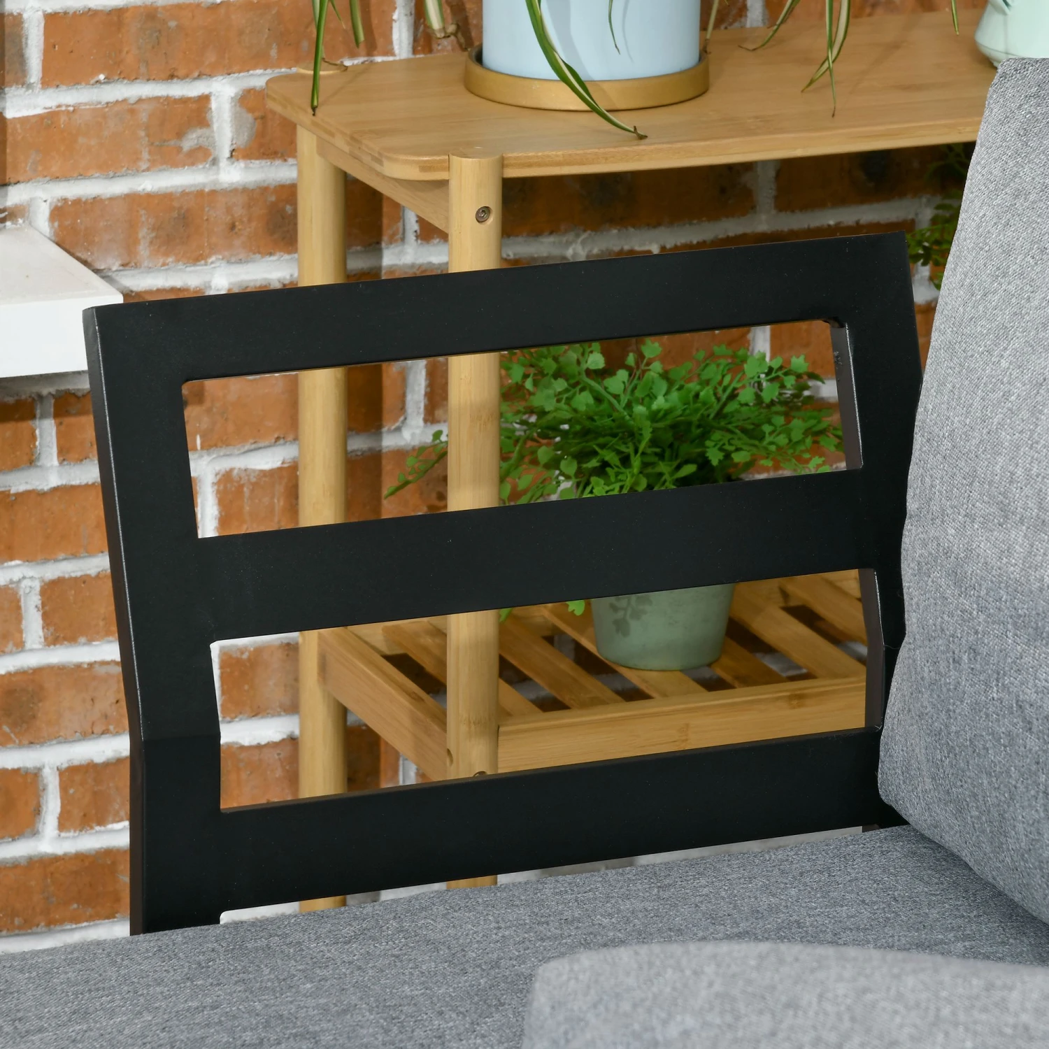 Outsunny 3 Piece Patio Furniture Set With Cushions, Aluminum Frame Outdoor Conversation Sofa Set W/ Two Loveseats And Wood Grain Plastic Top Coffee Table/Side Table, Dark Gray 9 Outsunny 3 Piece Patio Furniture Set With Cushions, Aluminum Frame Outdoor Conversation Sofa Set W/ Two Loveseats And Wood Grain Plastic Top Coffee Table/Side Table, Dark Gray - Image 9