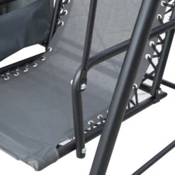 Outsunny 2 Person Porch Swing With Canopy, Covered Patio Swing With Pivot Storage Table, Cup Holder, & Adjustable Overhead Canopy, Grey -Outsunny vtYb2c180b6dceb89