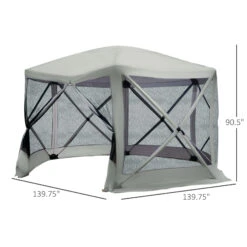 Outsunny 6-Sided Hexagon Pop Up Party Tent Gazebo With Mesh Netting Walls & Shaded Interior, 12' X 12', Beige -Outsunny vwRc171821eaa71c4