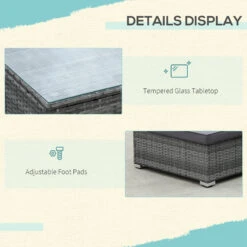 Outsunny Patio Furniture Set, 8 Pieces, Sectional Sofa, All Weather PE Plastic Rattan Conversation Set, Tempered Glass Table, 6 Seats, 1 Ottoman Footstool, Soft Cushions For Lawn, Backyard, Grey 15 Outsunny Patio Furniture Set, 8 Pieces, Sectional Sofa, All Weather PE Plastic Rattan Conversation Set, Tempered Glass Table, 6 Seats, 1 Ottoman Footstool, Soft Cushions For Lawn, Backyard, Grey -Outsunny vx67f917ed37bb6b3