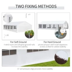 Outsunny 20' X 32' Heavy Duty Party Tent & Carport With Removable Sidewalls And Double Doors, Large Canopy Tent, Sun Shade Shelter, For Parties, Wedding, Outdoor Events, BBQ, White -Outsunny vxG06e17e6c8ec65f