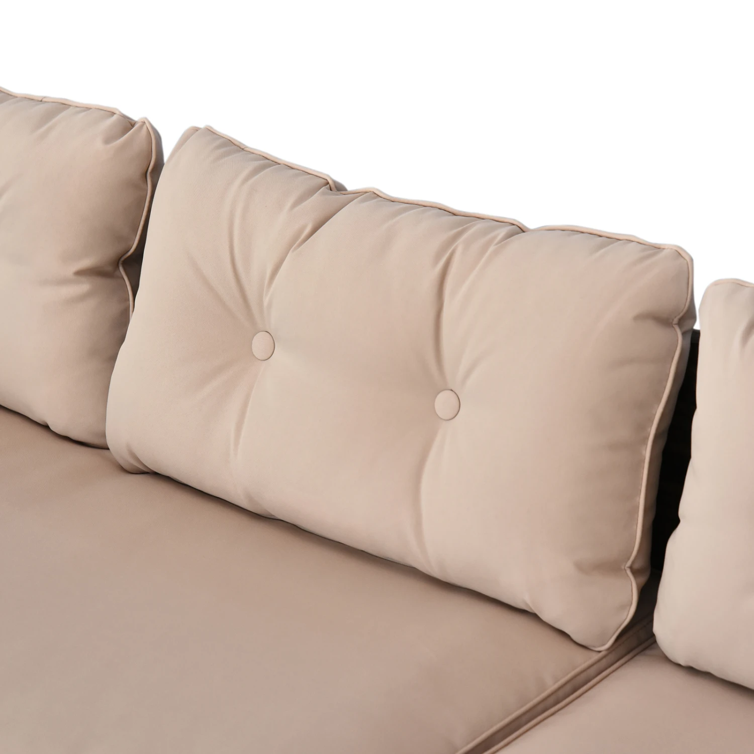 Outsunny 3 Piece Patio Furniture Set, Rattan Outdoor Sofa Set With Chaise Lounge & Loveseat, Soft Cushions, Tempered Glass Table, L-Shaped Sectional Couch, Beige 7 Outsunny 3 Piece Patio Furniture Set, Rattan Outdoor Sofa Set With Chaise Lounge & Loveseat, Soft Cushions, Tempered Glass Table, L-Shaped Sectional Couch, Beige - Image 7