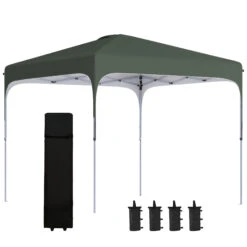 Outsunny 10' X 10' Pop Up Canopy Tent With Wheeled Carry Bag And 4 Sand Bags, Instant Sun Shelter, Tents For Parties, Height Adjustable, For Outdoor, Garden, Patio, Dark Grey