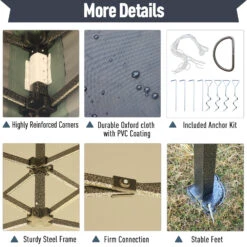 Outsunny 9.7' X 14.5' Folding Gazebo Steel Canopy Party Tent With Carry Bag - Green -Outsunny wFs41117e68e8f10c