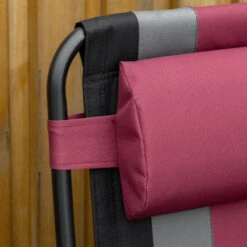 Outsunny XL Oversize Zero Gravity Recliner, Padded Patio Lounger Chair, Folding Chair With Adjustable Backrest, Cup Holder, And Headrest For Backyard, Poolside, Lawn, Striped, Wine Red -Outsunny wGYd4d17f2768d34a