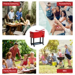 Outsunny 80 QT Rolling Cooling Bins Ice Chest On Wheels Outdoor Stand Up Drink Cooler Cart For Party, Red 15 Outsunny 80 QT Rolling Cooling Bins Ice Chest On Wheels Outdoor Stand Up Drink Cooler Cart For Party, Red -Outsunny wOq7561815313c686