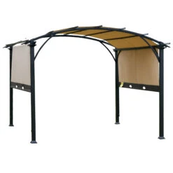 Outsunny 11' X 11' Outdoor Retractable Pergola Canopy, Arched Sun Shade Shelter, Metal Frame Patio Canopy For Backyard, Garden, Porch, Beach