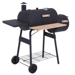 Outsunny 48" Charcoal BBQ Grill And Smoker Combo With Wheels Steel Portable Backyard BBQ Grill
