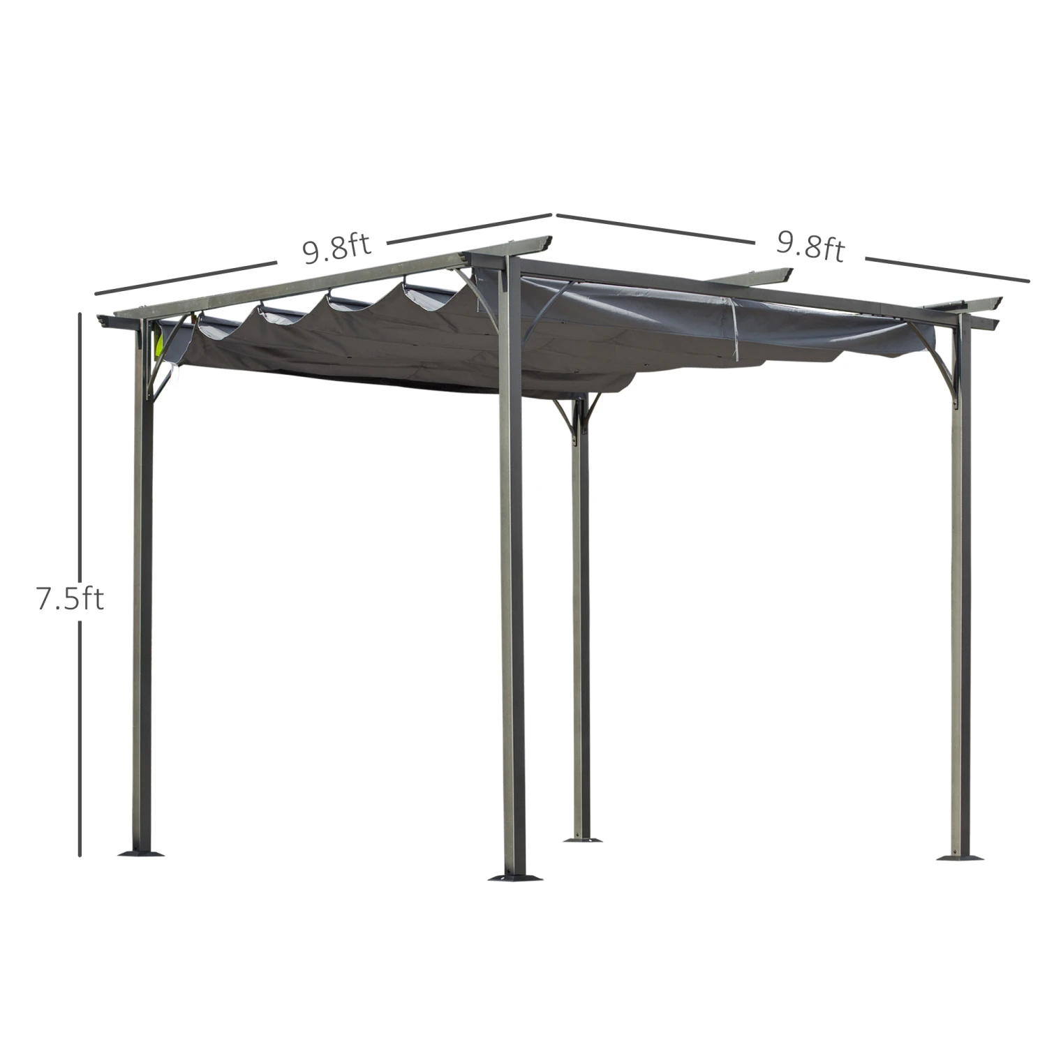 Outsunny 10' X 10' Outdoor Retractable Pergola Canopy, Metal Patio Shade Shelter For Backyard, Porch Party, Garden, Grill Gazebo, Gray 3 Outsunny 10' X 10' Outdoor Retractable Pergola Canopy, Metal Patio Shade Shelter For Backyard, Porch Party, Garden, Grill Gazebo, Gray - Image 3