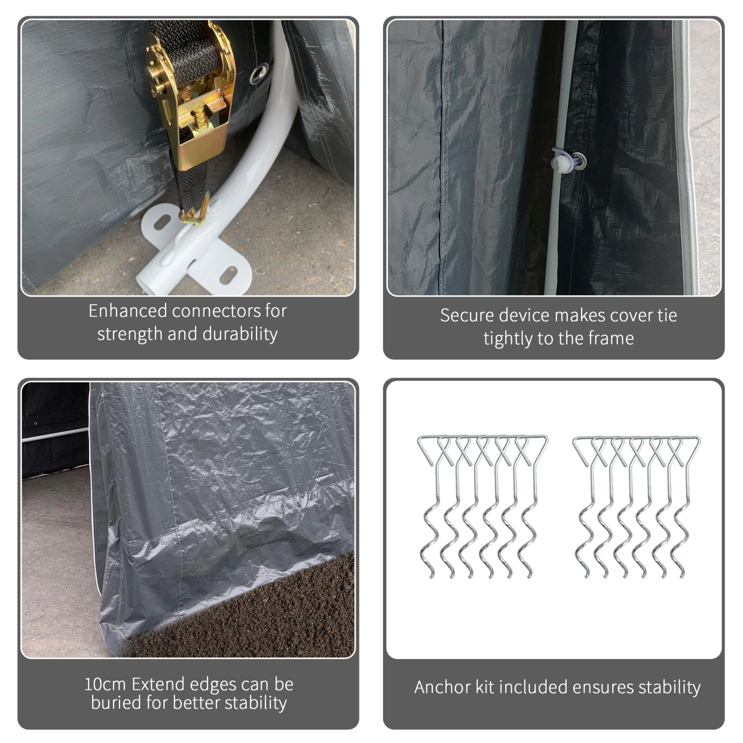 Outsunny 7.9' X 6.6' Garden Garage Storage Tent, Metal Frame Bike Shed W/ Zipper Doors 5 Outsunny 7.9' X 6.6' Garden Garage Storage Tent, Metal Frame Bike Shed W/ Zipper Doors - Image 5