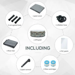 Outsunny 2-3 Person Inflatable Hot Tub Outdoor Round Portable Heated Spa With 108 Jets, Pump, Cover, Filter Cartridges, Mixed Grey -Outsunny wjQ3d617fae7c2cbd