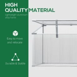 Outsunny Mini Greenhouse Kit, 71" Outdoor Cold Frame Cloche With Adjustable Roof, Polycarbonate Panels, And Rain Resistant Aluminum Frame, Small Nursery For Seedlings, Herbs & Flowers -Outsunny wnr88c188b96b935f