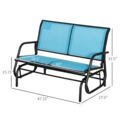 Outsunny 2-Person Outdoor Glider Bench Patio Double Swing Rocking Chair Loveseat W/Power Coated Steel Frame For Backyard Garden Porch, Blue 11 Outsunny 2-Person Outdoor Glider Bench Patio Double Swing Rocking Chair Loveseat W/Power Coated Steel Frame For Backyard Garden Porch, Blue -Outsunny wpVc17185873d5936