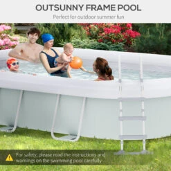 Outsunny 18' X 10' X 3.5' Above Ground Swimming Pool, Semi-Inflatable Rectangular Steel Frame Pool With Filter Pump, Safety Ladder, Cover, And Mat, For 1-8 People, Gray -Outsunny wpv756188ff5f459e