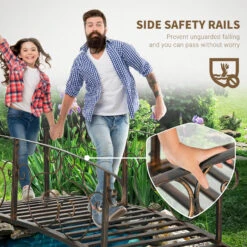 Outsunny 6' Metal Arch Backyard Garden Bridge, Safety Siderails, Arc Footbridge For Backyard Creek, Stream, Pond, Bronze -Outsunny wsDa09185be19c847