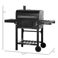 Outsunny 48" Charcoal BBQ Grill And Smoker Combo With Adjustable Height, Portable, Folding Shelves, Thermometer, Bottle Opener, And Wheels -Outsunny wsbc1718062da901f