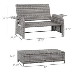 Outsunny Patio Rattan Daybed With Cushions, Wicker Outdoor Bed Lounger W/ Loveseat, Storage Ottoman, Coffee & Side Tables, For Poolside, Porch, Backyard, Gray 11 Outsunny Patio Rattan Daybed With Cushions, Wicker Outdoor Bed Lounger W/ Loveseat, Storage Ottoman, Coffee & Side Tables, For Poolside, Porch, Backyard, Gray -Outsunny wy0c1717fae7c7f63