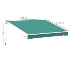 Outsunny 13' X 8' Retractable Awning, Patio Awnings, Sunshade Shelter With Manual Crank Handle, 280g/m² UV & Water-Resistant Fabric And Aluminum Frame For Deck, Balcony, Yard, Green 11 Outsunny 13' X 8' Retractable Awning, Patio Awnings, Sunshade Shelter With Manual Crank Handle, 280g/m² UV & Water-Resistant Fabric And Aluminum Frame For Deck, Balcony, Yard, Green -Outsunny x7Mc171815341de3c
