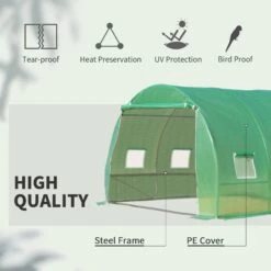 Outsunny 10' X 10' X 7' Walk-in Tunnel Greenhouse With High-Quality Transparent PE Cover, Zipper Doors & Windows -Outsunny xF8ae417e680d38b2