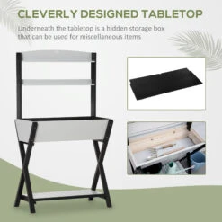 Outsunny Garden Potting Bench Table With Hidden Storage Box, Wood Outdoor Work Station With Open Top And Lower Shelf -Outsunny xGg61f17ed344b79e