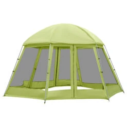 Outsunny Large Screen Tent, Hang Hook For Lantern At Night, 6-8 Person Tent Screen House, 2 Doors For Multiple-Person Entry, Breathable Outdoor Net Canopy Tent, Dome, 16' X 16', Green