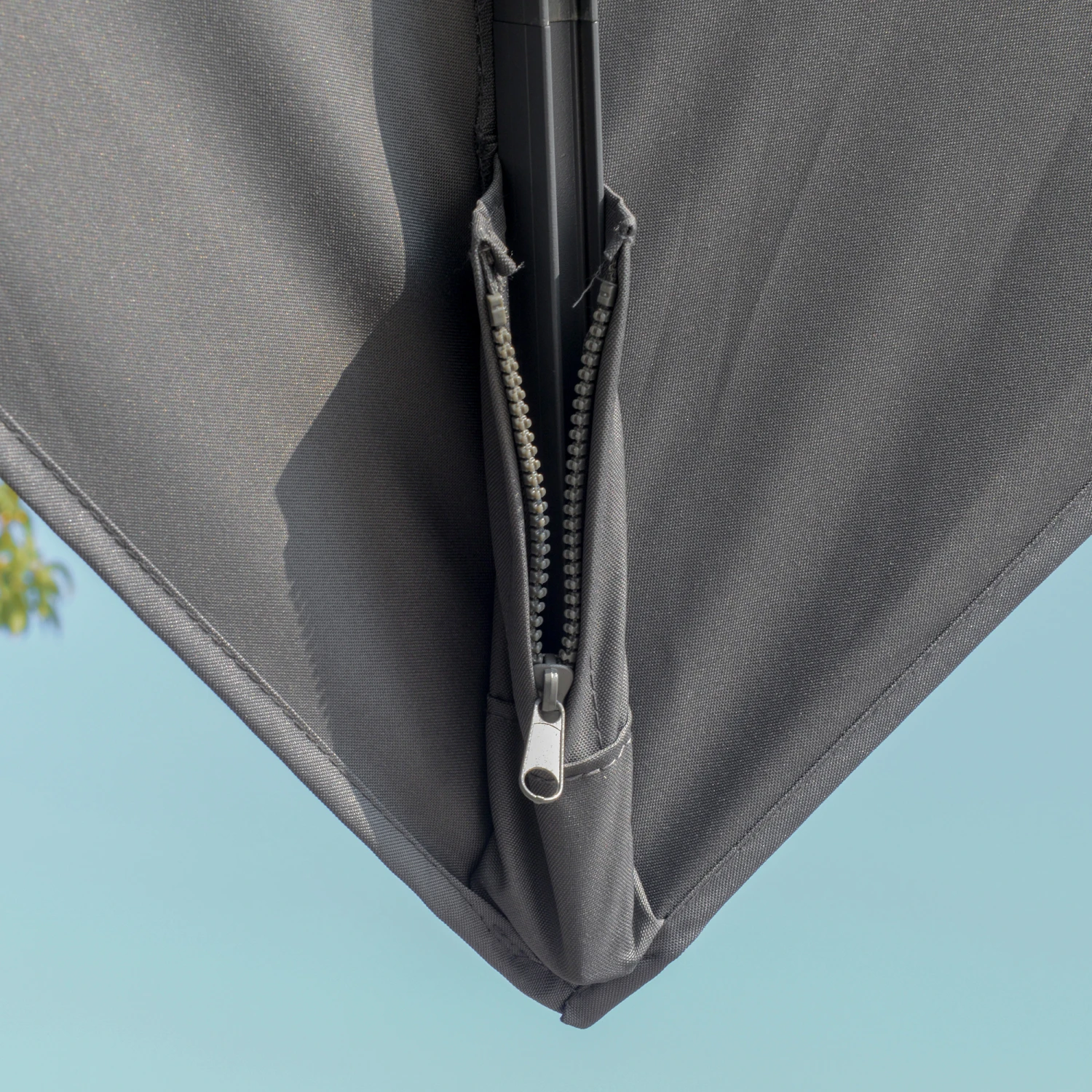 Outsunny 10FT Cantilever Patio Umbrella With Solar LED Lights & Power Bank, Double Top Outdoor Offset Umbrella With 360° Rotation, 4-Position Tilt, Crank & Cross Base For Garden Deck Pool, Grey 9 Outsunny 10FT Cantilever Patio Umbrella With Solar LED Lights & Power Bank, Double Top Outdoor Offset Umbrella With 360° Rotation, 4-Position Tilt, Crank & Cross Base For Garden Deck Pool, Grey - Image 9