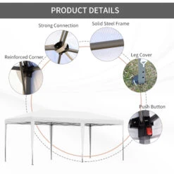 Outsunny 19' X 10' Pop Up Canopy Outdoor Gazebo Party Tent With Carrying Bag, White -Outsunny xRB88c18447f5f82d