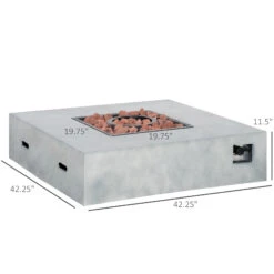 Outsunny Outdoor Propane Fire Pit Table Faux Grey Ledge Stone 42-inch Square Fire Table, 50,000BTU Auto Ignition Gas Firepits With Protective Cover, Lava Rocks, CSA Certification For Outdoor, Grey 11 Outsunny Outdoor Propane Fire Pit Table Faux Grey Ledge Stone 42-inch Square Fire Table, 50,000BTU Auto Ignition Gas Firepits With Protective Cover, Lava Rocks, CSA Certification For Outdoor, Grey -Outsunny xS0c1717f2768b849
