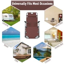 Outsunny Oxford Fabric Metal Frame Outdoor Pool Sun Lounger Lounge Chair 120°/180° - Brown 20 Outsunny Oxford Fabric Metal Frame Outdoor Pool Sun Lounger Lounge Chair 120°/180° - Brown -Outsunny xW304817e67d6474a