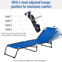 Outsunny 4-Position Reclining Beach Chair Chaise Lounge Folding Chair - Navy Blue -Outsunny xZba09181532bbea9