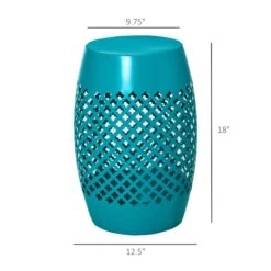 OUTSUNNY Outsuny 12.5" Outdoor Side Table For Garden, Patio, Small Modern Outside Metal End Table, Glossy, Blue -Outsunny xaMc1717fe7fc047c