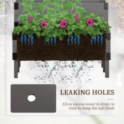 Outsunny 2 Tier Raised Garden Bed With Trellis, Wooden Elevated Planter Box With Legs And Metal Corners, For Vegetables, Flowers, Herbs, Gray -Outsunny xaVb101865f2d414b