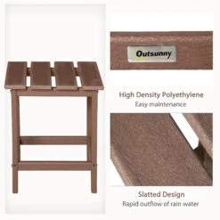 Outsunny 15" Outdoor Side Table, Square Patio Accent Table, Durable HDPE Plastic Tea Table For Adirondack Chair, Backyard, Garden, Lawn, Brown 16 Outsunny 15" Outdoor Side Table, Square Patio Accent Table, Durable HDPE Plastic Tea Table For Adirondack Chair, Backyard, Garden, Lawn, Brown -Outsunny xaX7d817ed30dd9e9