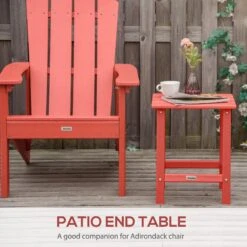 Outsunny Patio Side Table, 15" Square Outdoor End Table, HDPE Plastic Tea Table For Adirondack Chair, Backyard Or Lawn, Red 12 Outsunny Patio Side Table, 15" Square Outdoor End Table, HDPE Plastic Tea Table For Adirondack Chair, Backyard Or Lawn, Red -Outsunny xasd1017ed37ba205