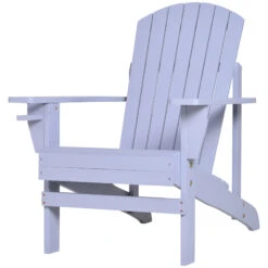 Outsunny Wooden Adirondack Chair, Outdoor Patio Lawn Chair With Cup Holder, Weather Resistant Lawn Furniture, Classic Lounge For Deck, Garden, Backyard, Fire Pit, Gray -Outsunny xt9daa17fbaec1c25