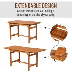 Outsunny Poplar Wood Slat Rectangular Extendable Outdoor Dining Table -Outsunny xvXc7e17e6731738a