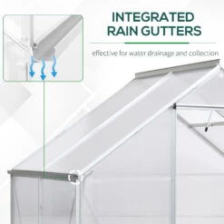 Outsunny 6' X 4' Hobby Greenhouse, Walk-in Polycarbonate Hot House Kit With Aluminum Frame, Sliding Door, Roof Vent, Silver 14 Outsunny 6' X 4' Hobby Greenhouse, Walk-in Polycarbonate Hot House Kit With Aluminum Frame, Sliding Door, Roof Vent, Silver -Outsunny xzgb1018243e727db