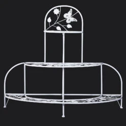 Outsunny 3' 3 Tier Metal Butterfly And Leaf Outdoor Potted Plant Stand - White -Outsunny y4L34b17e66fa8cd9