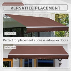 Outsunny Outside Residential Pop-Out Polyester Awning W/ UV & Rain Protection Brown -Outsunny y4Y88c181a40ad942