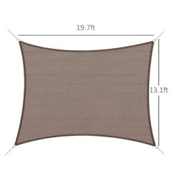 Outsunny 20' X 13' Rectangle Sun Shade Sail Canopy Outdoor Shade Sail Cloth For Patio Deck Yard With D-Rings And Rope Included - Brown -Outsunny y5Yc17181531f124c