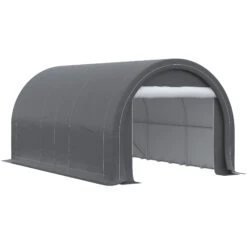 Outsunny 10' X 16' Carport, Heavy Duty Portable Garage Storage Tent With Large Zippered Door, Anti-UV PE Canopy Cover For Car, Truck, Boat, Motorcycle, Bike, Garden Tools, Outdoor Work, Gray