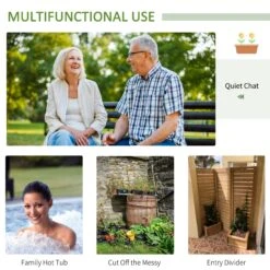 Outsunny Wood Privacy Screen W/ 4 Planter Box, Raised Bed W/ 3 Panels & Drainage Holes 18 Outsunny Wood Privacy Screen W/ 4 Planter Box, Raised Bed W/ 3 Panels & Drainage Holes -Outsunny yDQe5317e69a004bc